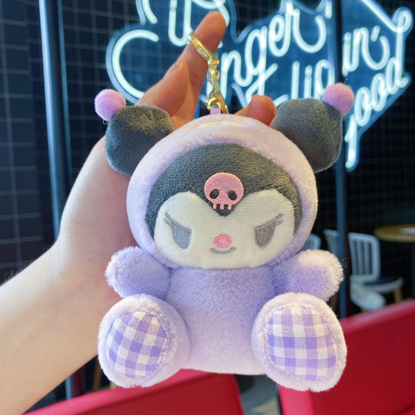 Sanrio- Plaid cloth key chain collection (Kuromi)- Cute Kawaii Accessories UK